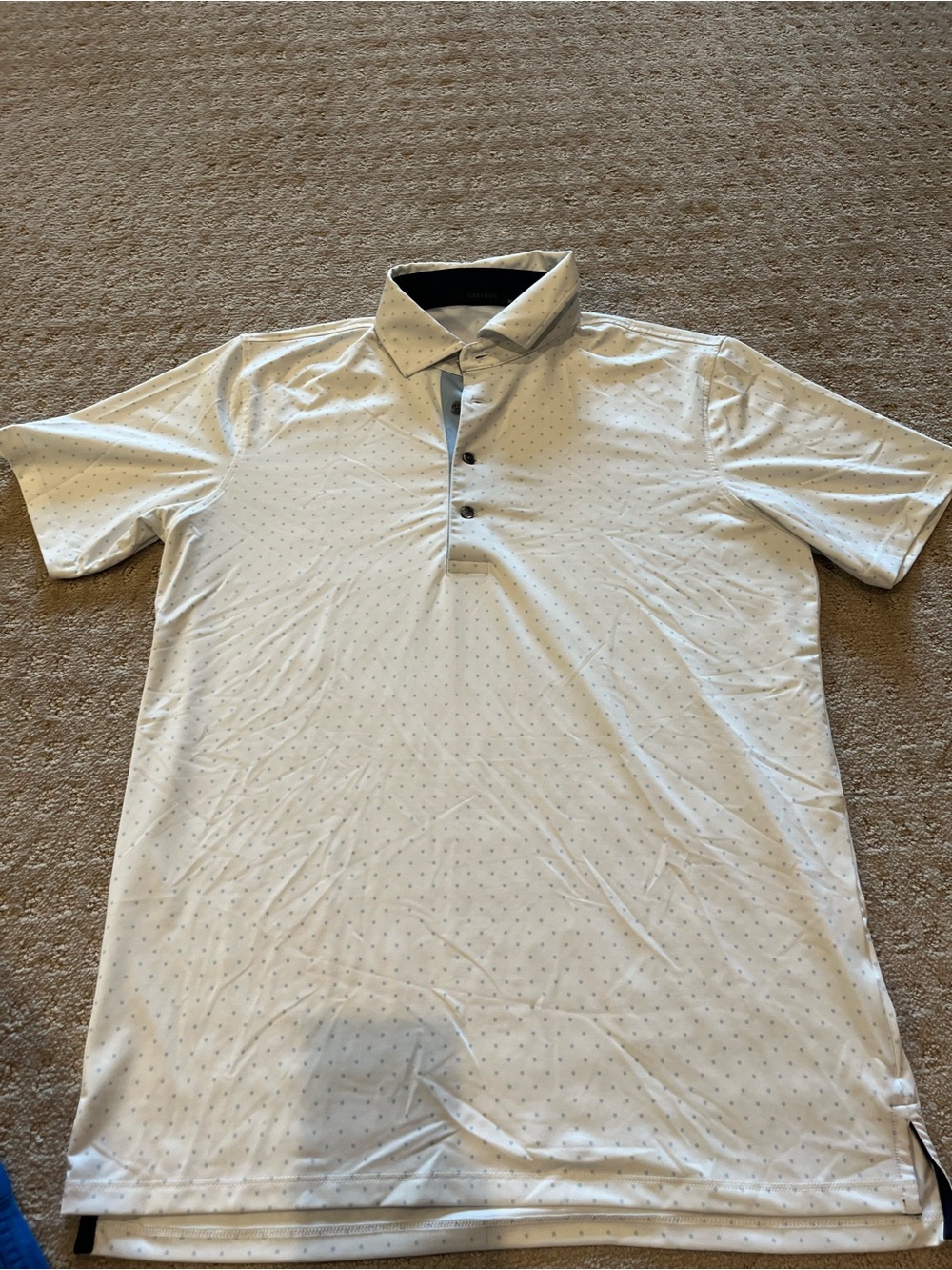 Greyson Men's White Polo with Subtle Micro-Dot Pattern